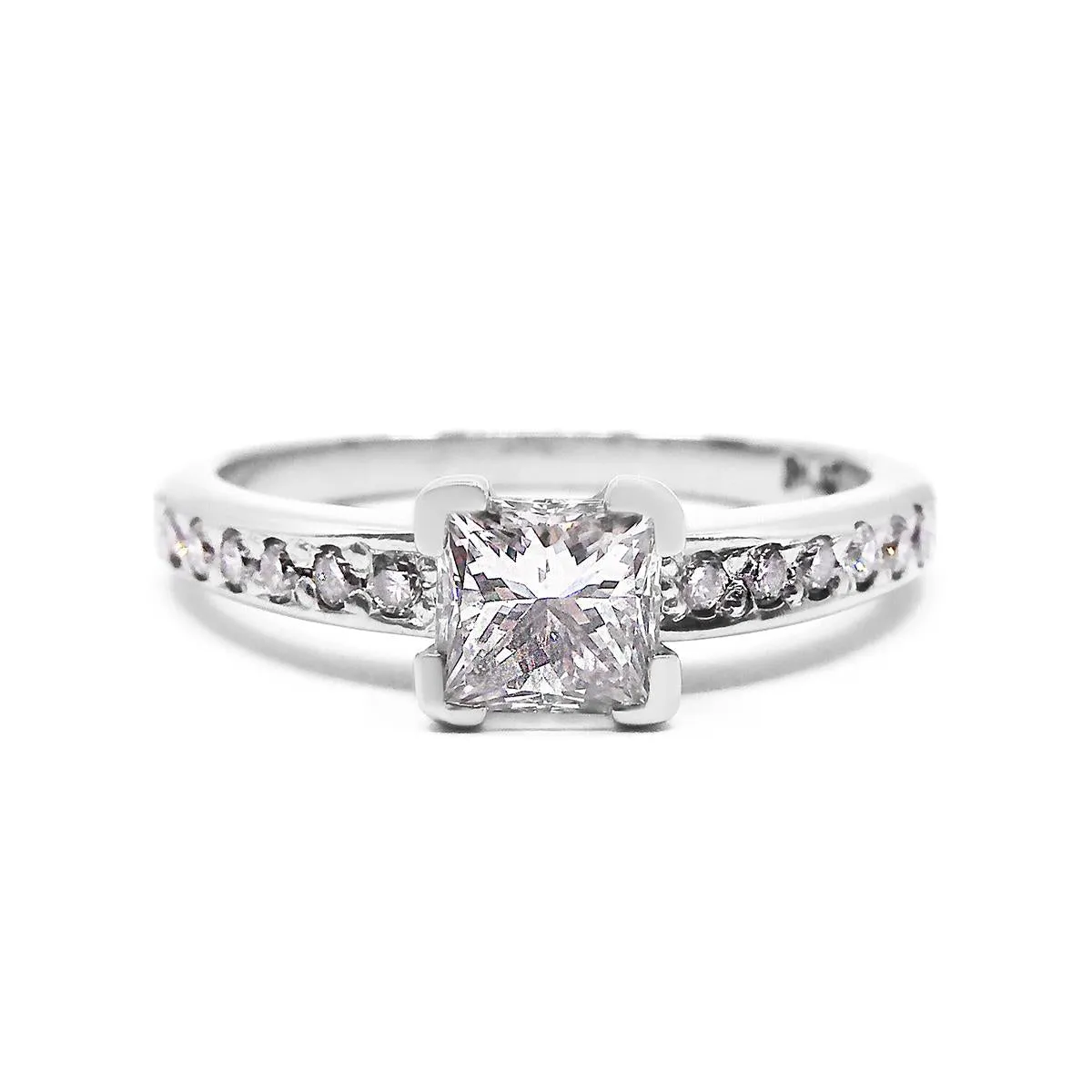 0.60ct Princess Cut Diamond Shoulder Set Engagement Ring | Pre-Loved | Platinum