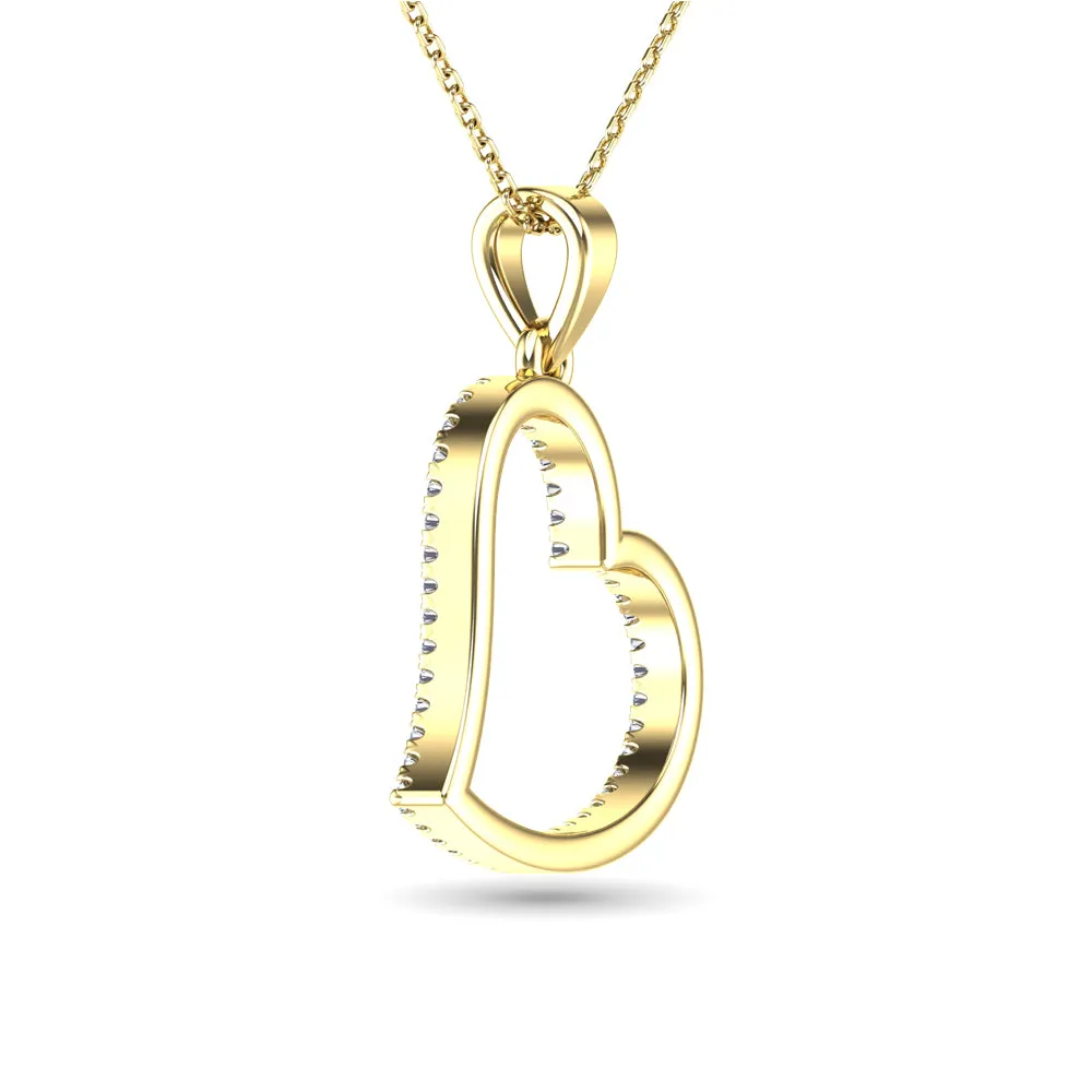 10K Yellow Gold 1/6 Ctw Diamond Heart Pendant