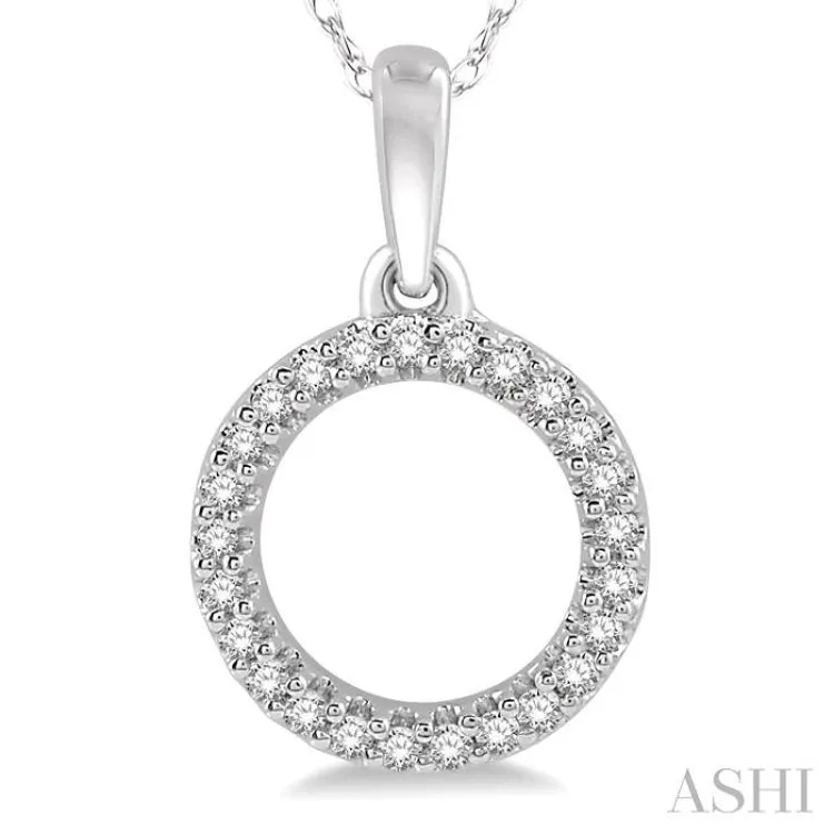 1/10 Ctw Hollow Cut Circle Round Cut Diamond Pendant in 10K White Gold