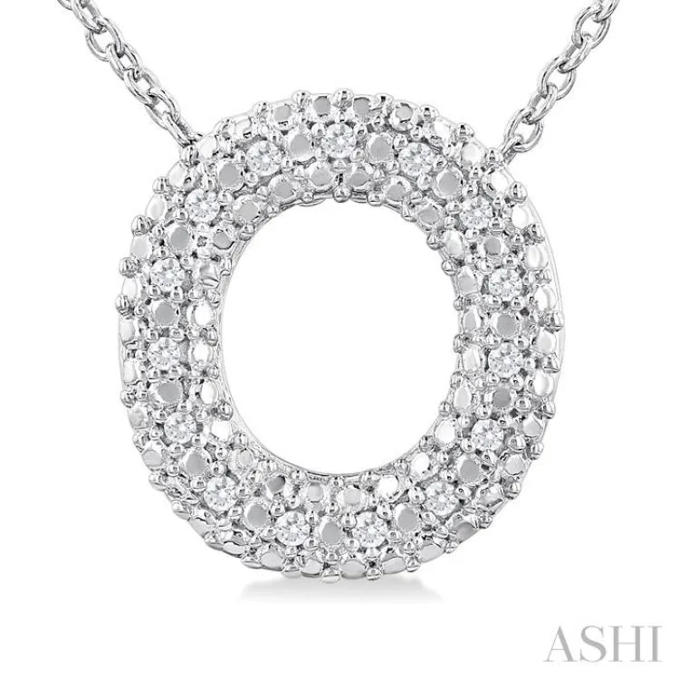 1/20 Ctw Bubble Accent Initial 'O' Round Cut Diamond Fashion Pendant With Chain in Sterling Silver