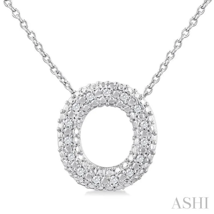 1/20 Ctw Bubble Accent Initial 'O' Round Cut Diamond Fashion Pendant With Chain in Sterling Silver