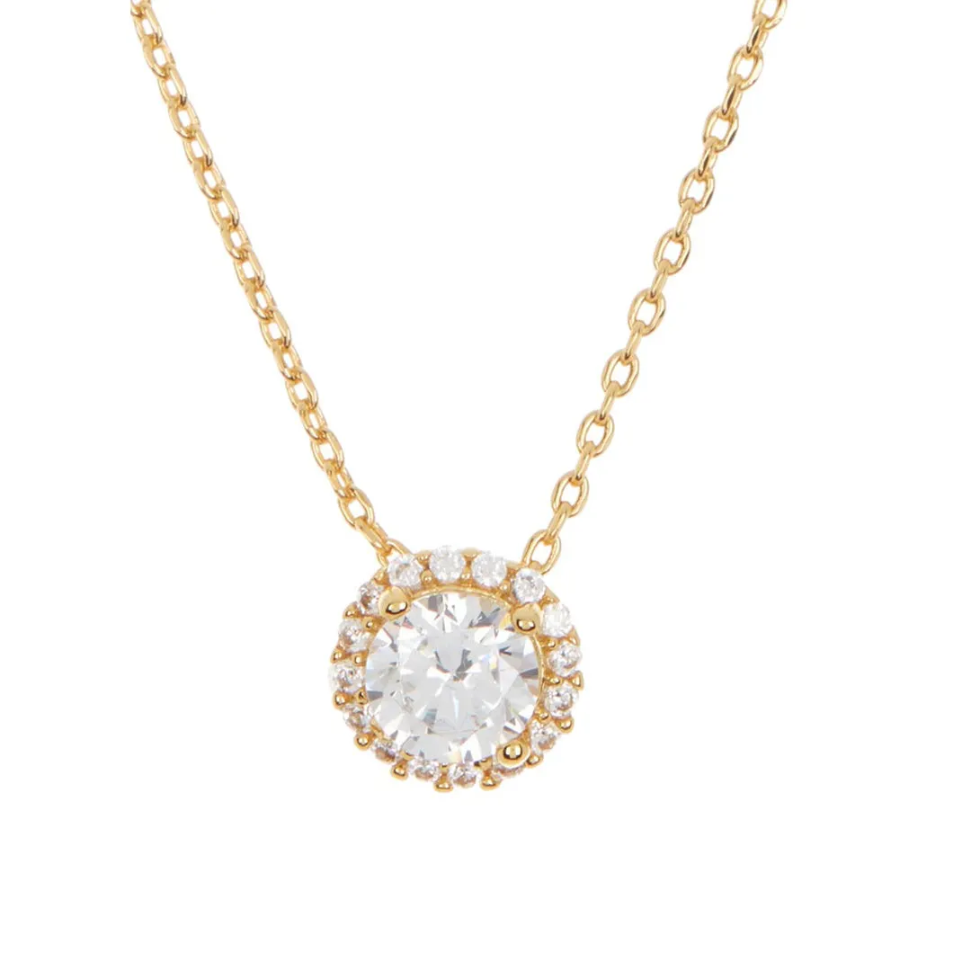 14k Gold Plated Crystal Floating Halo Necklace