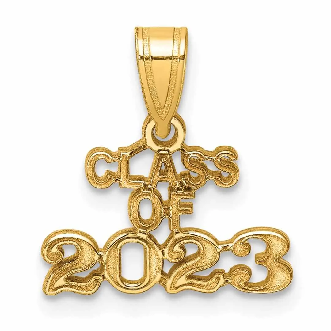 14K Polished Block Shape CLASS OF 2023 Charm