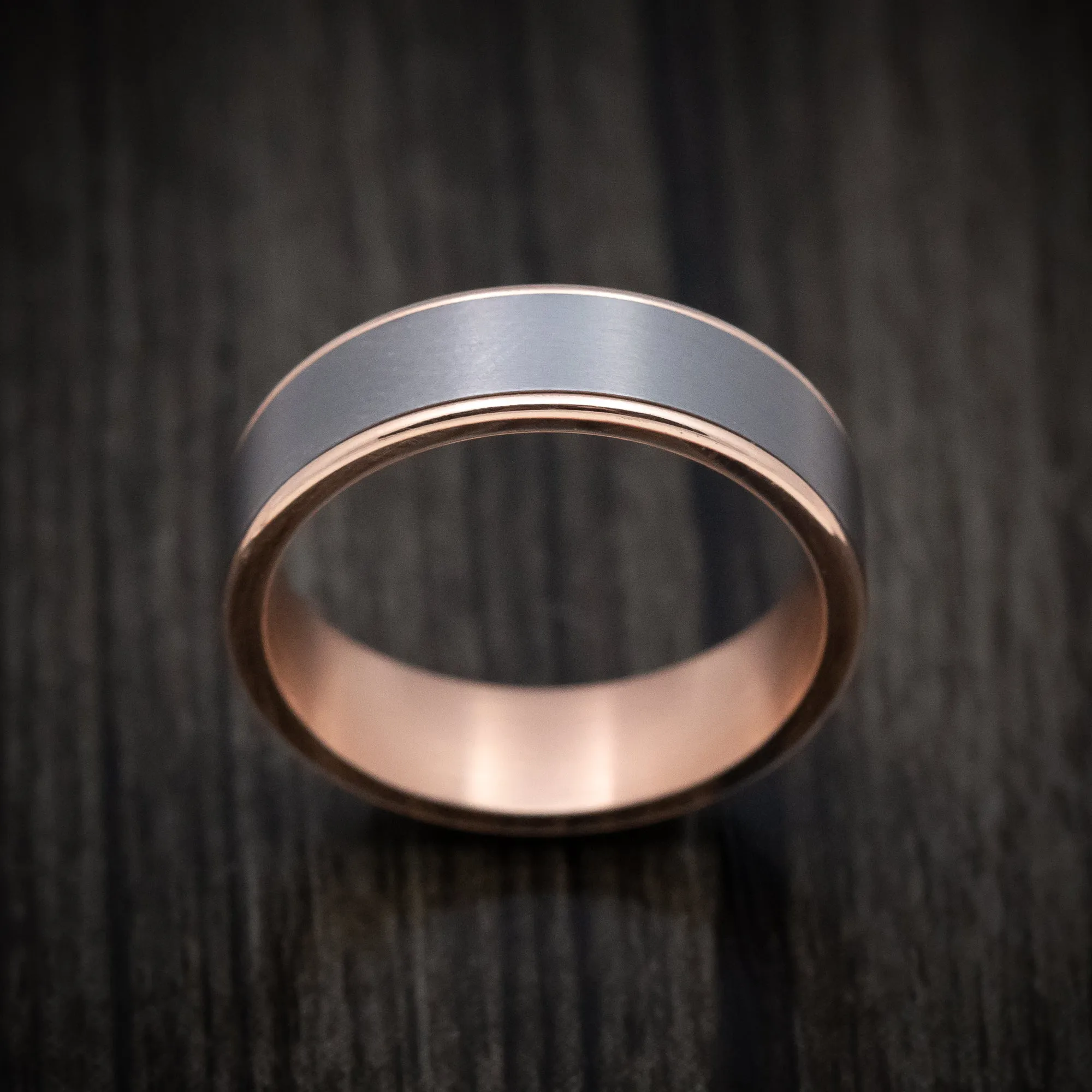 14K Rose Gold and Tantalum Mens Ring