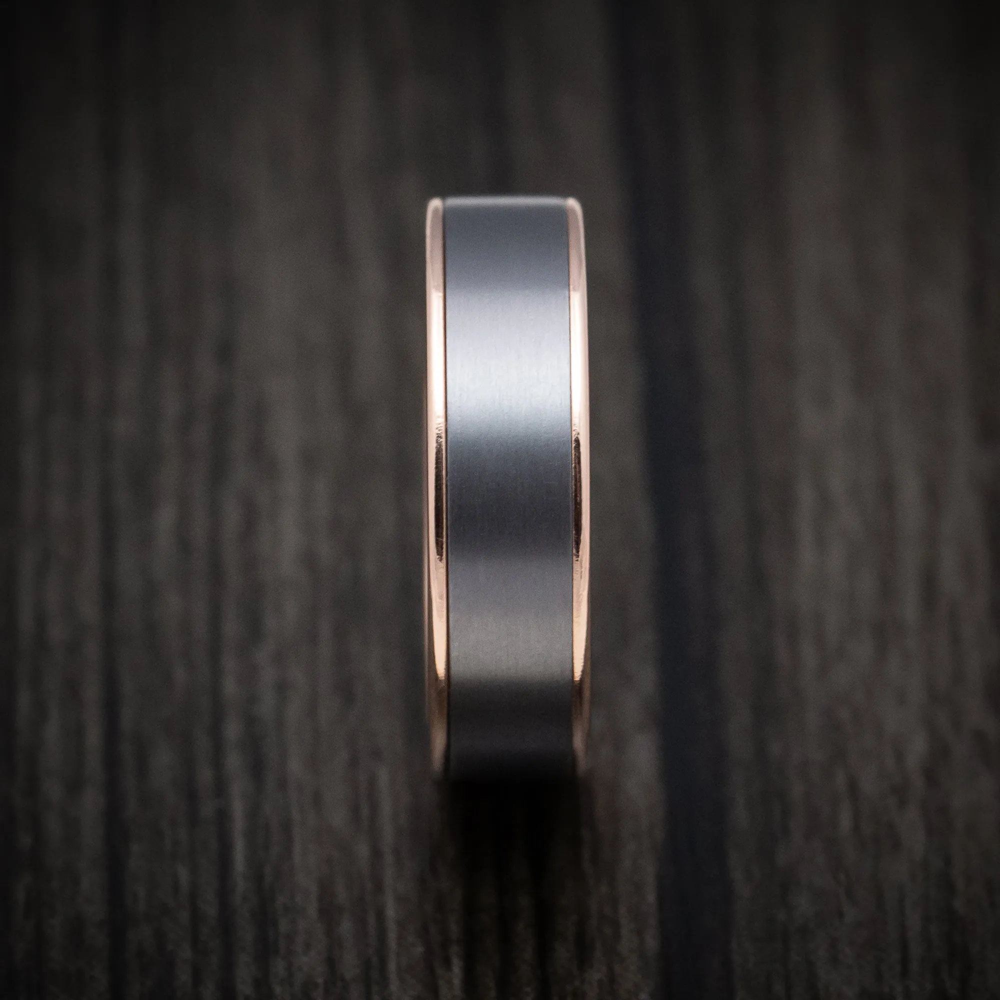 14K Rose Gold and Tantalum Mens Ring