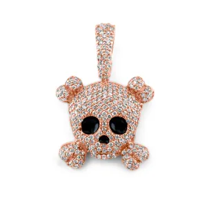 14K Rose Gold Skull & Crossbones Diamond Pendant 1.09 ctw