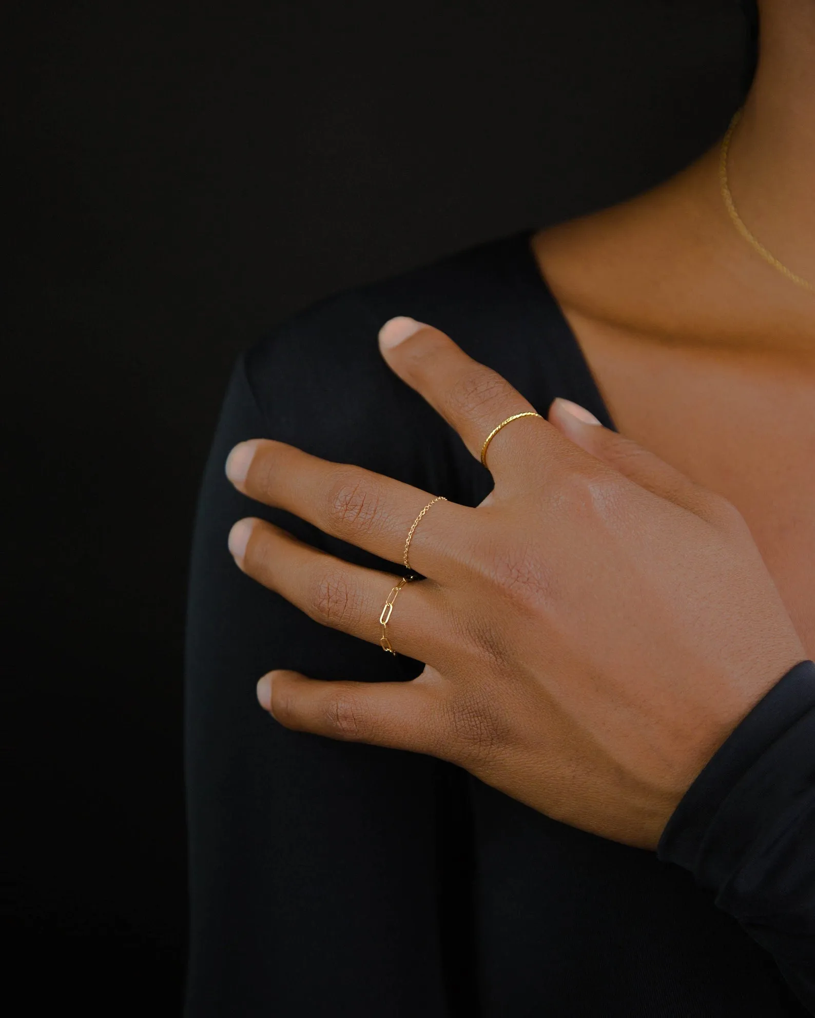 14k Super Dainty Chain Ring