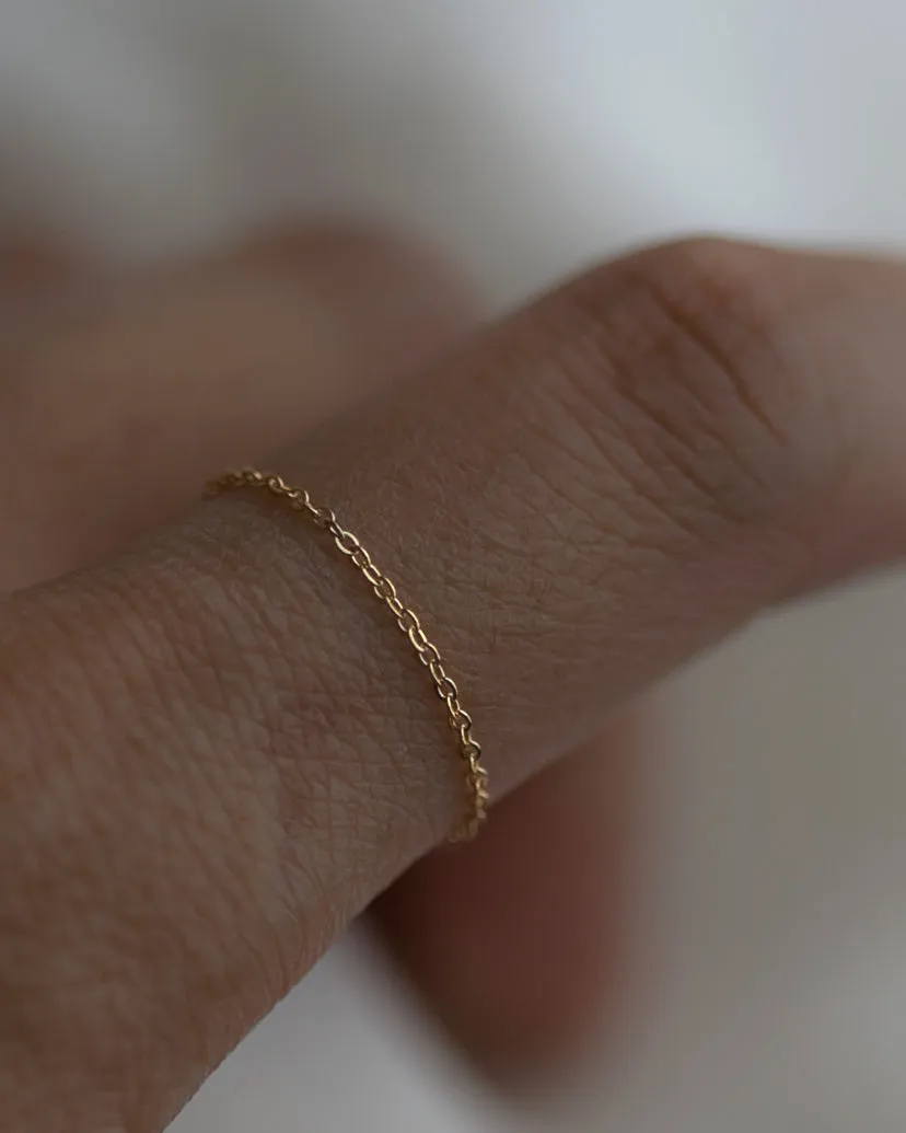 14k Super Dainty Chain Ring