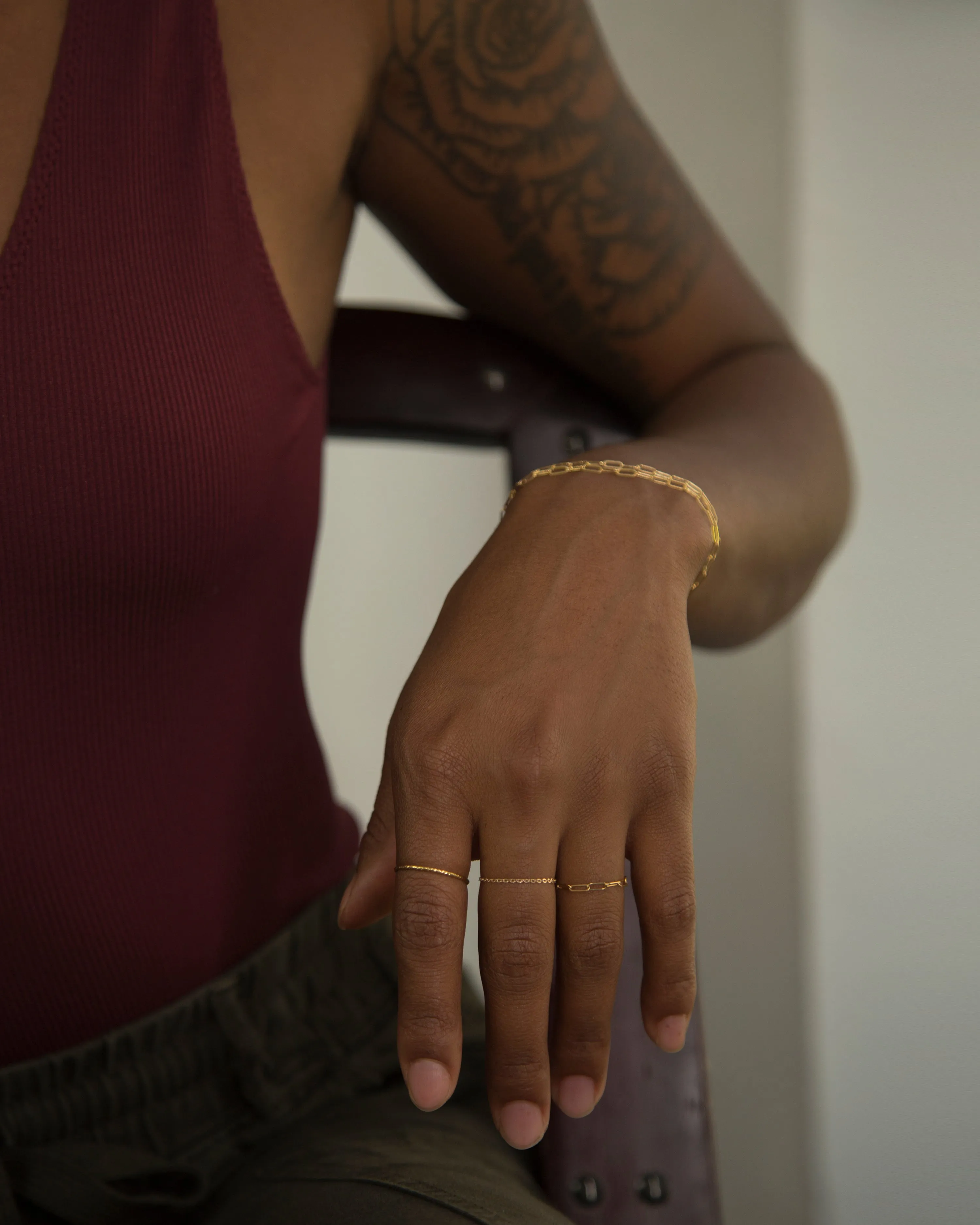 14k Super Dainty Chain Ring