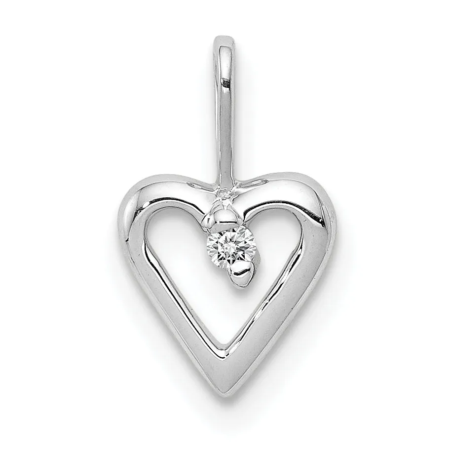 14k White Gold .02 Carat Diamond Heart Design Pendant