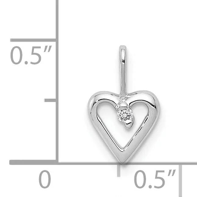 14k White Gold .02 Carat Diamond Heart Design Pendant