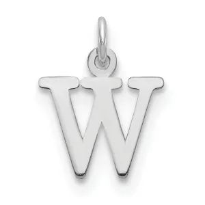 14k White Gold Cut-Out Letter W Initial Design Charm Pendant