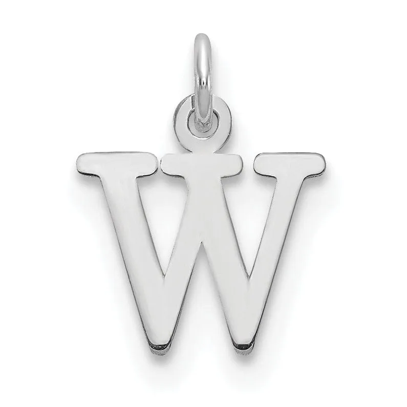 14k White Gold Cut-Out Letter W Initial Design Charm Pendant