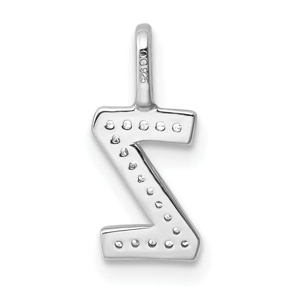 14K White Gold Diamond 0.058-CT Lower Case Style Z Initial Charm