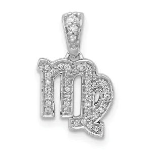 14k White Gold Polished Finish with Diamonds Virgo Zodiac Charm Pendant