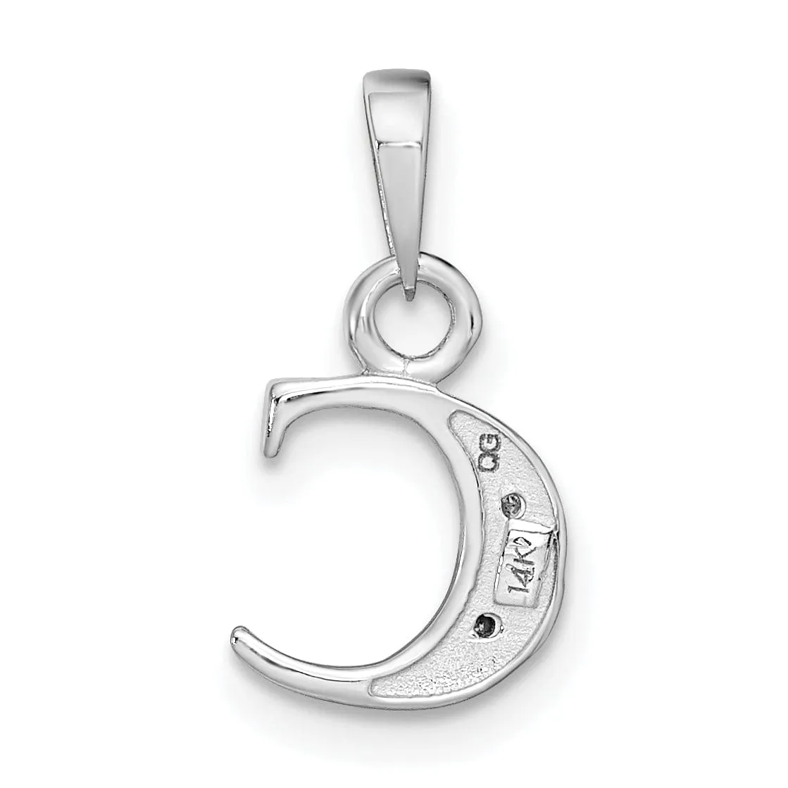 14K White Gold Small 0.01CT Diamond Letter C Initial Block Pendant