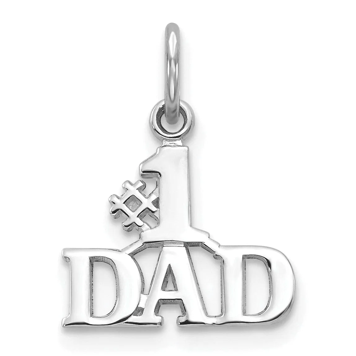 14k White Gold Textured Back Polished Finish Design #1 DAD Charm Pendant