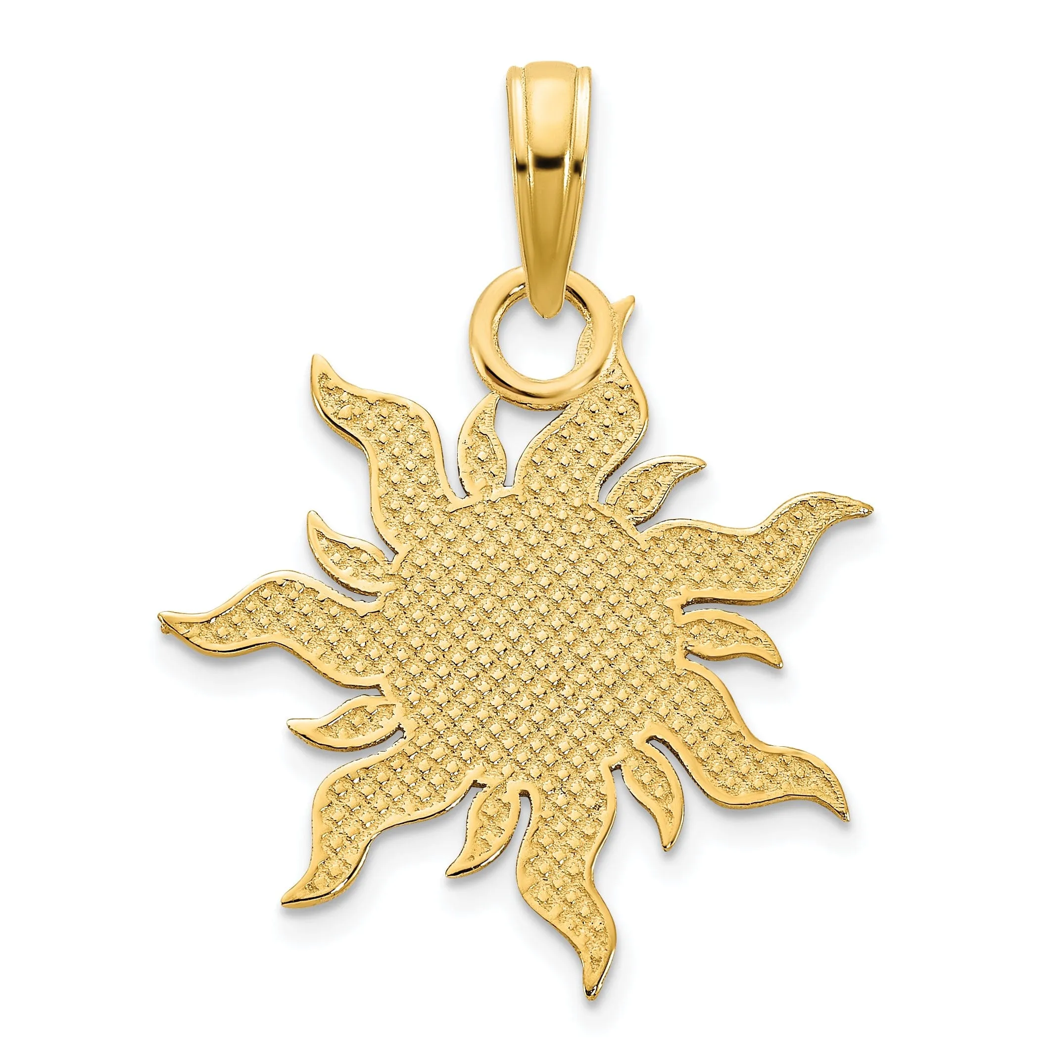 14k Yellow Gold Polished, Black Enamel Finish I LOVE MY SUNSHINE Sun Shape Design Charm Pendant