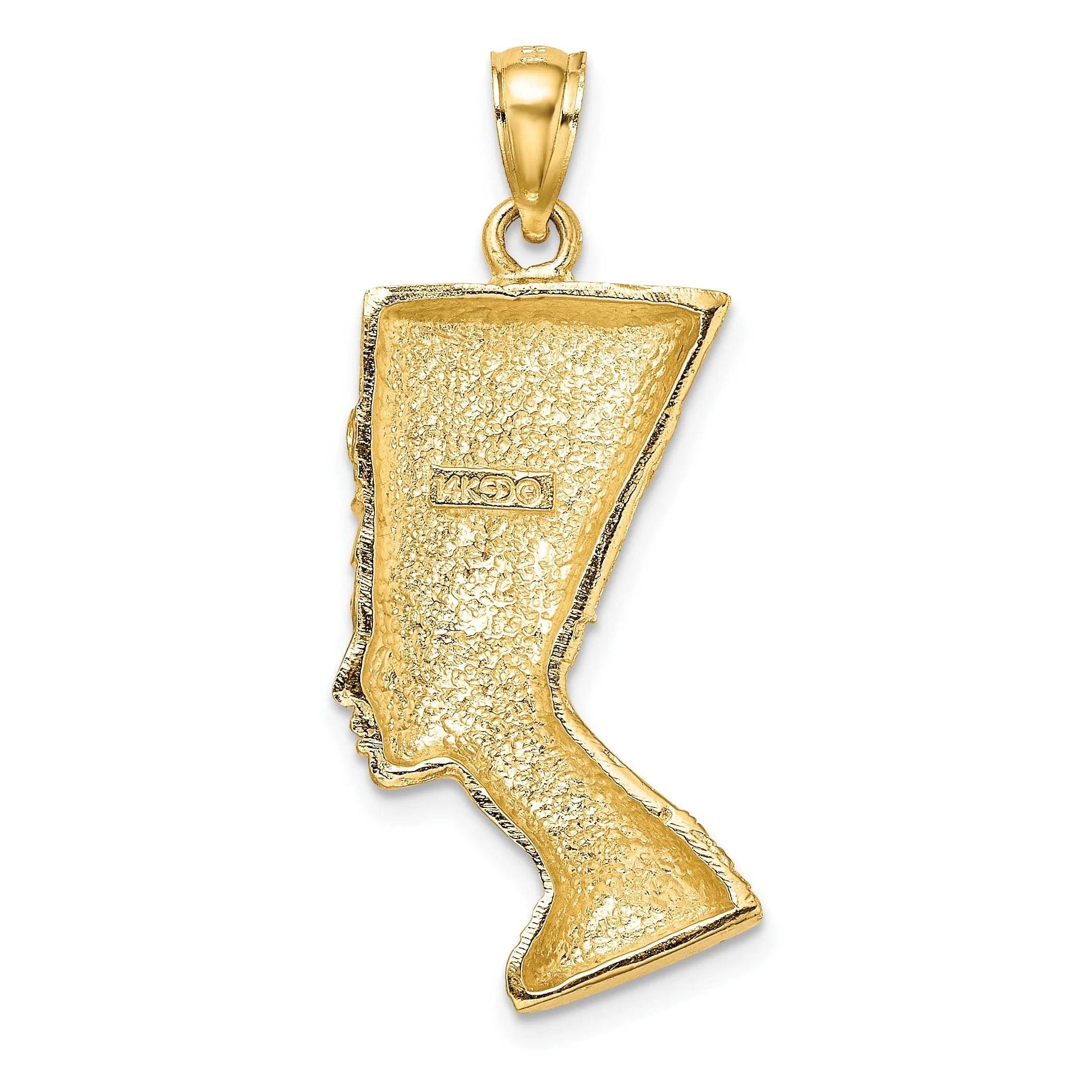 14k Yellow Gold Polished Finish 2-Dimensional Queen Nefertiti Charm Pendant