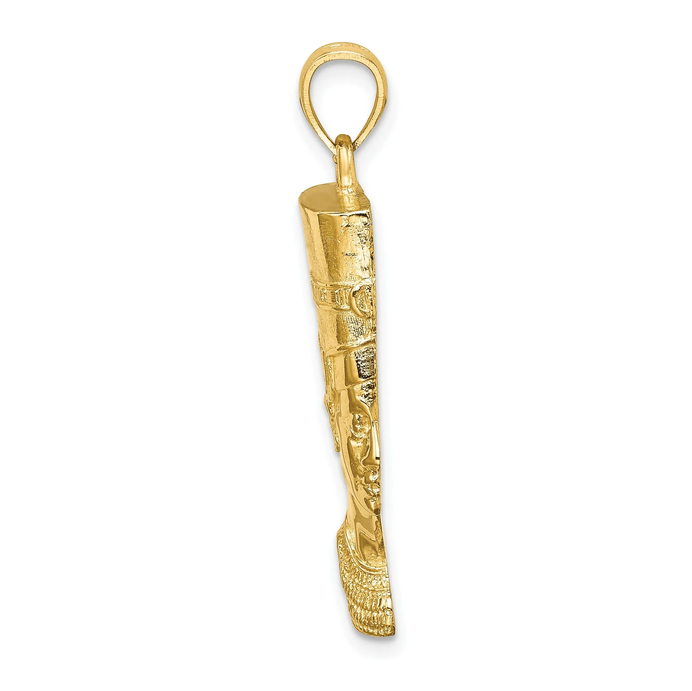 14k Yellow Gold Polished Finish 2-Dimensional Queen Nefertiti Charm Pendant