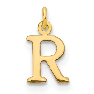 14k Yellow Gold Polished Finish Cut-Out Letter R Initial Design Charm Pendant