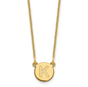 14k Yellow Gold Tiny Circle Block Letter L Initial Pendant and Necklace