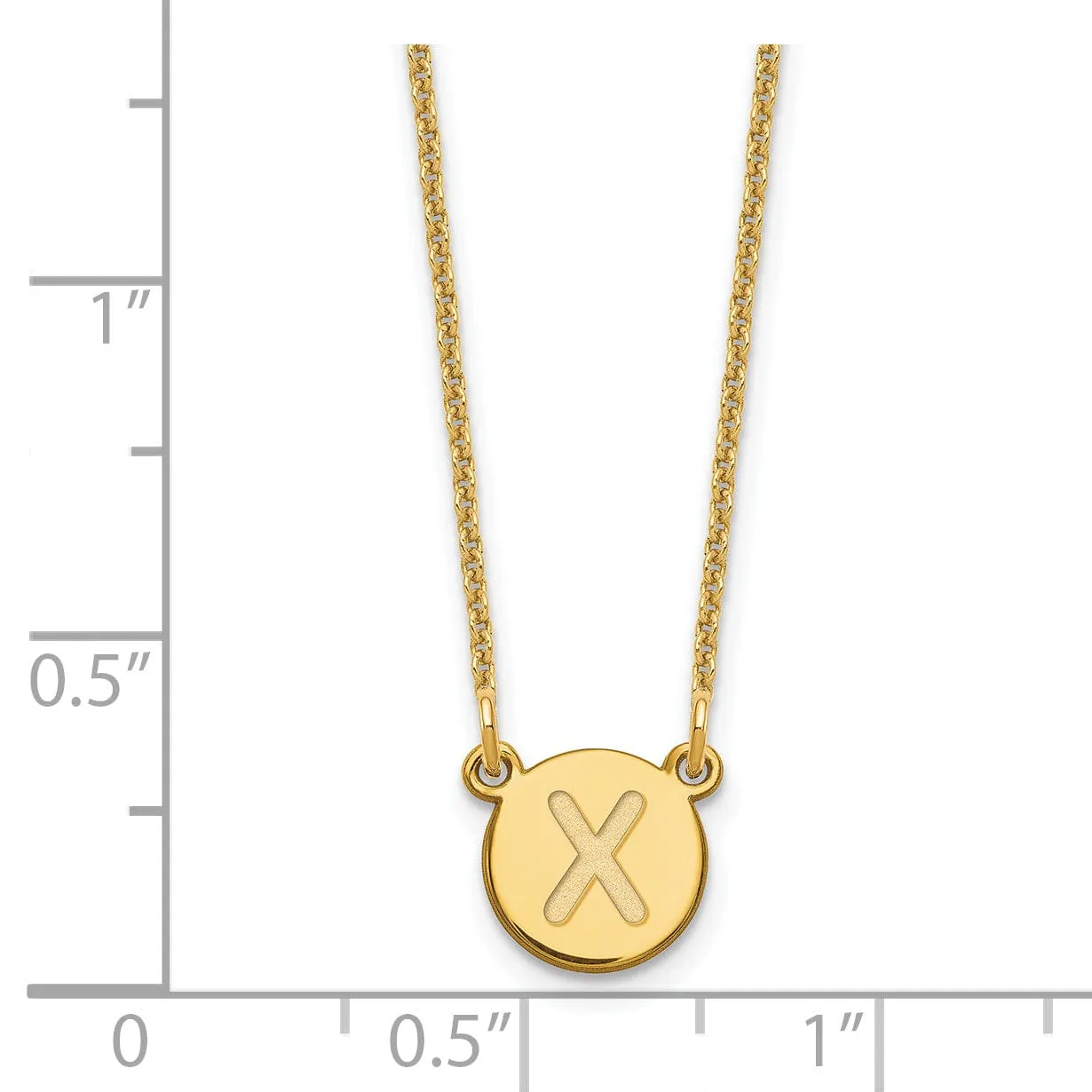 14k Yellow Gold Tiny Circle Block Letter Y Initial Pendant and Necklace