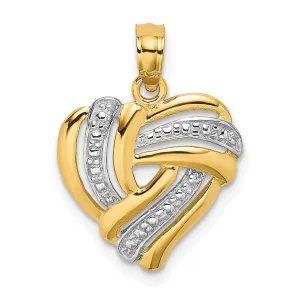 14k Yellow Gold White Rhodium Heart Pendant