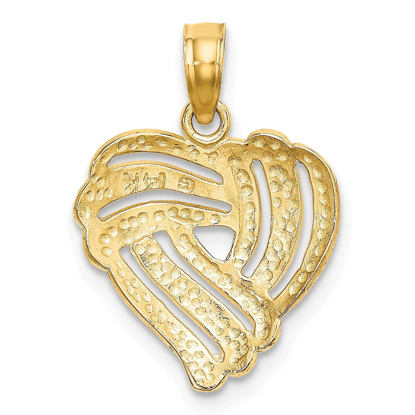 14k Yellow Gold White Rhodium Heart Pendant