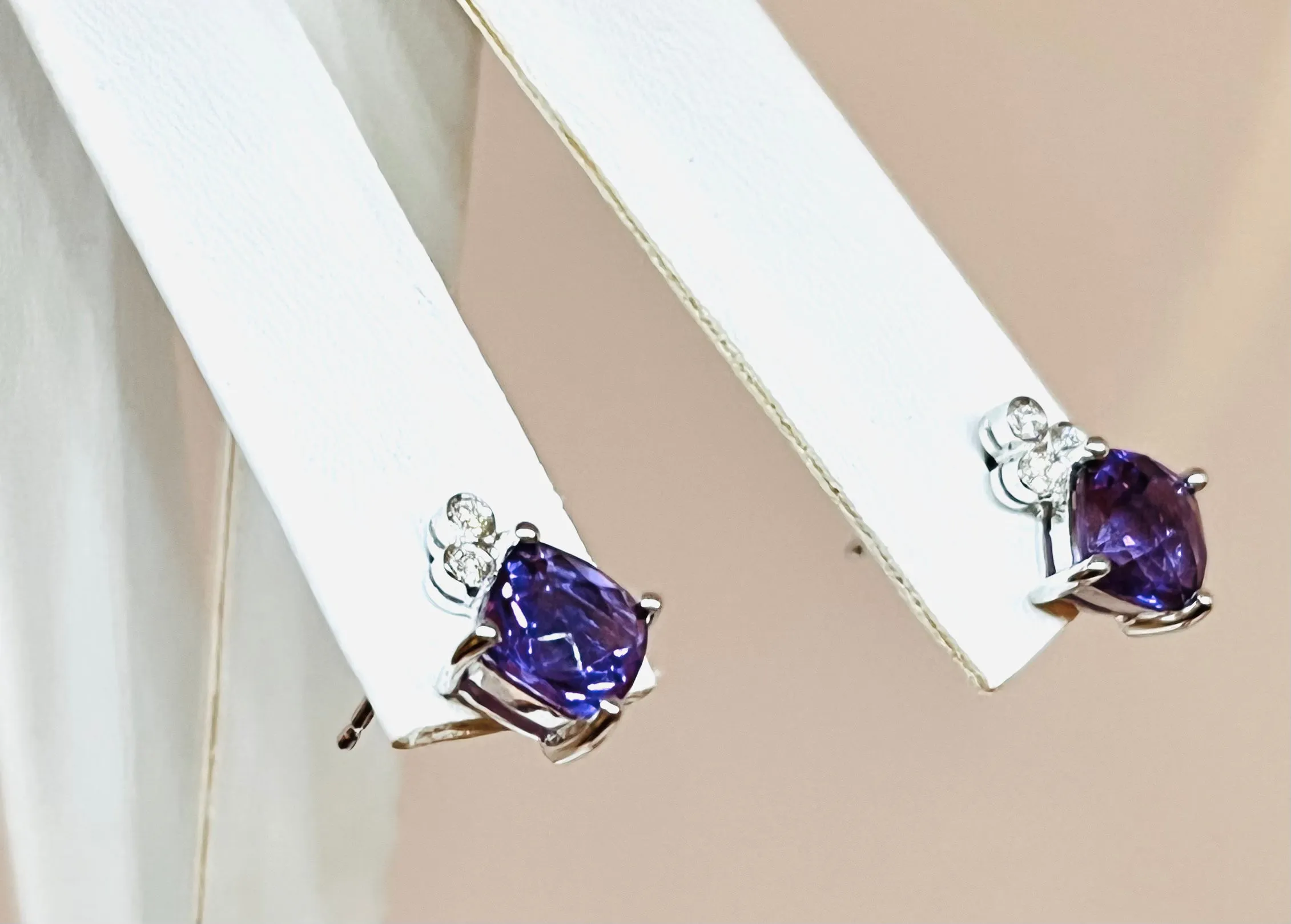 14kt White Gold Amethyst and Diamond Earrings