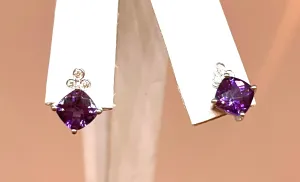 14kt White Gold Amethyst and Diamond Earrings