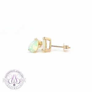 14kt Yellow Gold pear shape Crystal Opals 0.75ct studs