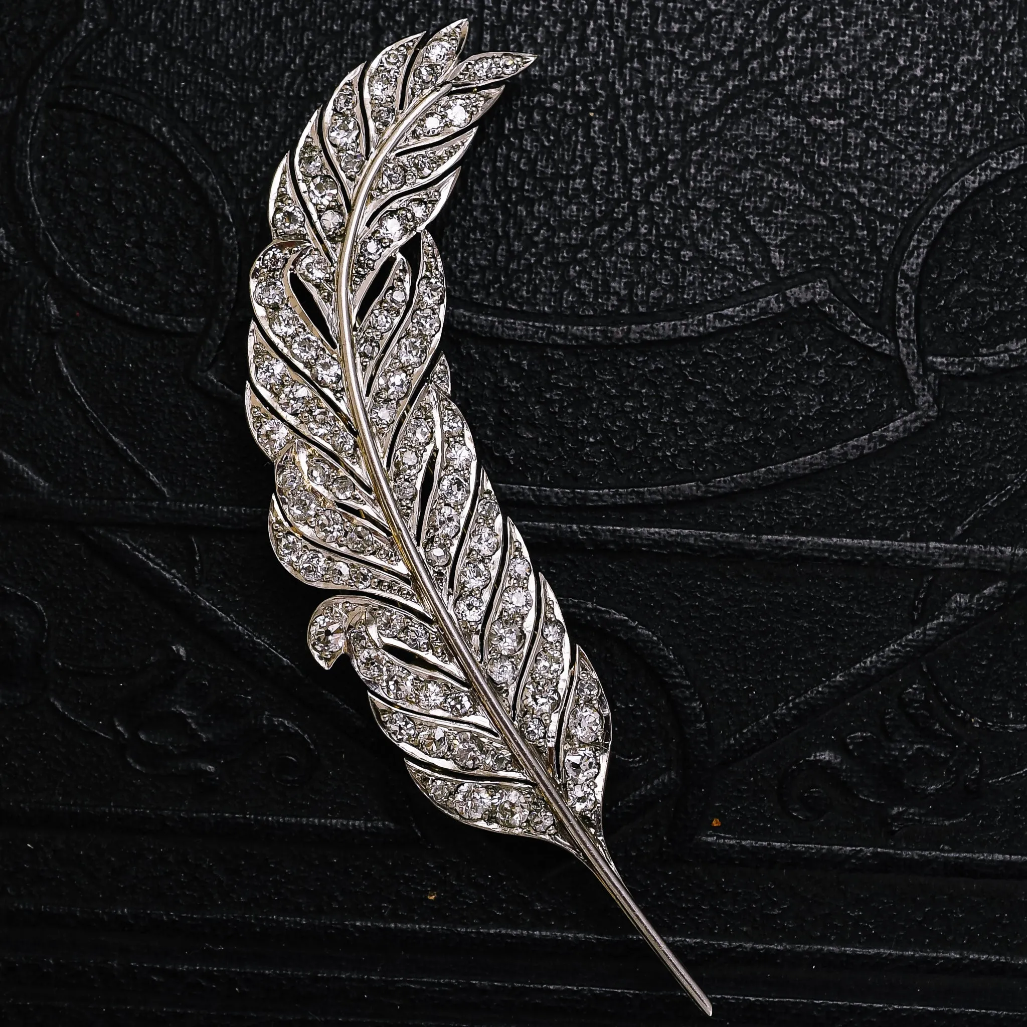 1930s Art Deco Diamond Feather Brooch