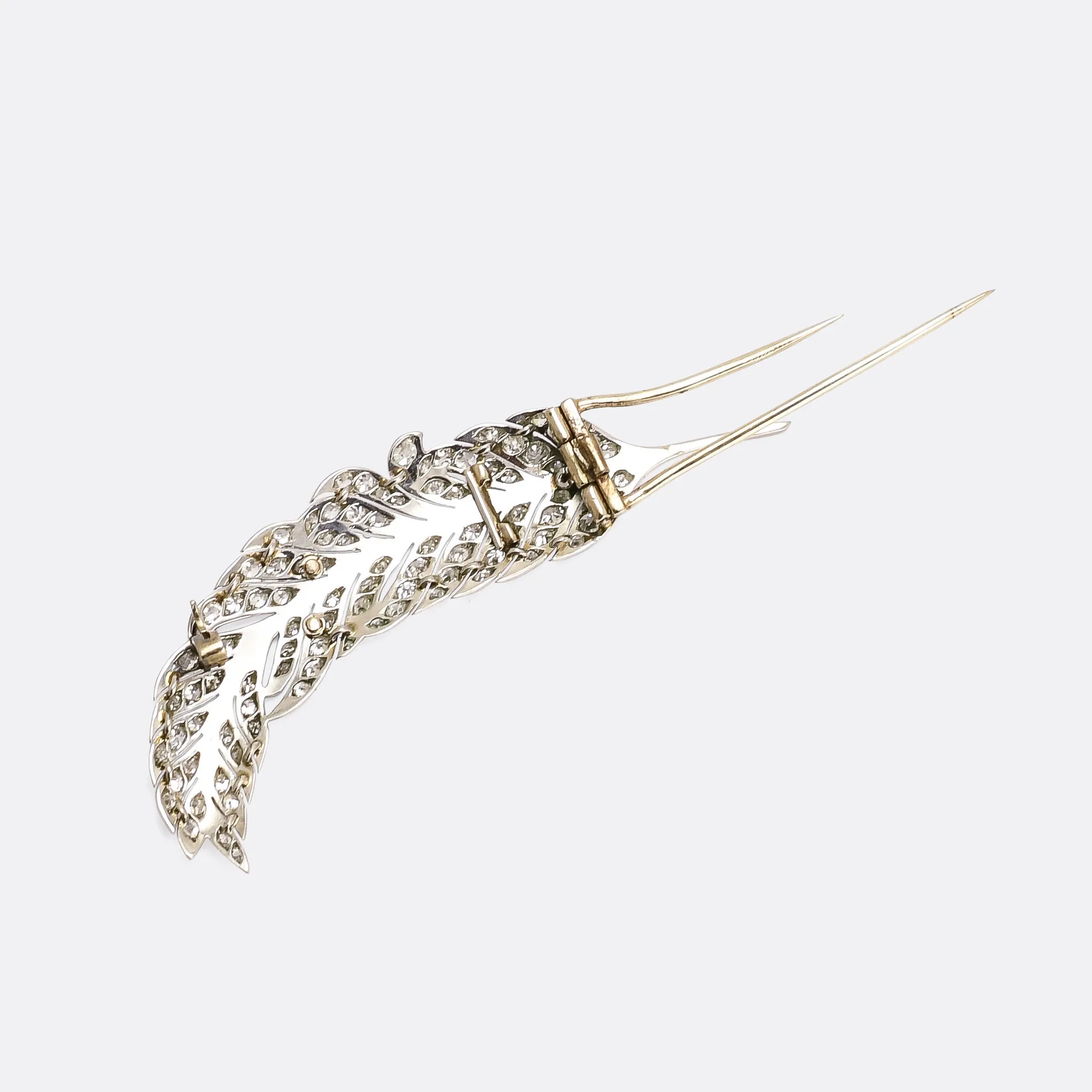 1930s Art Deco Diamond Feather Brooch