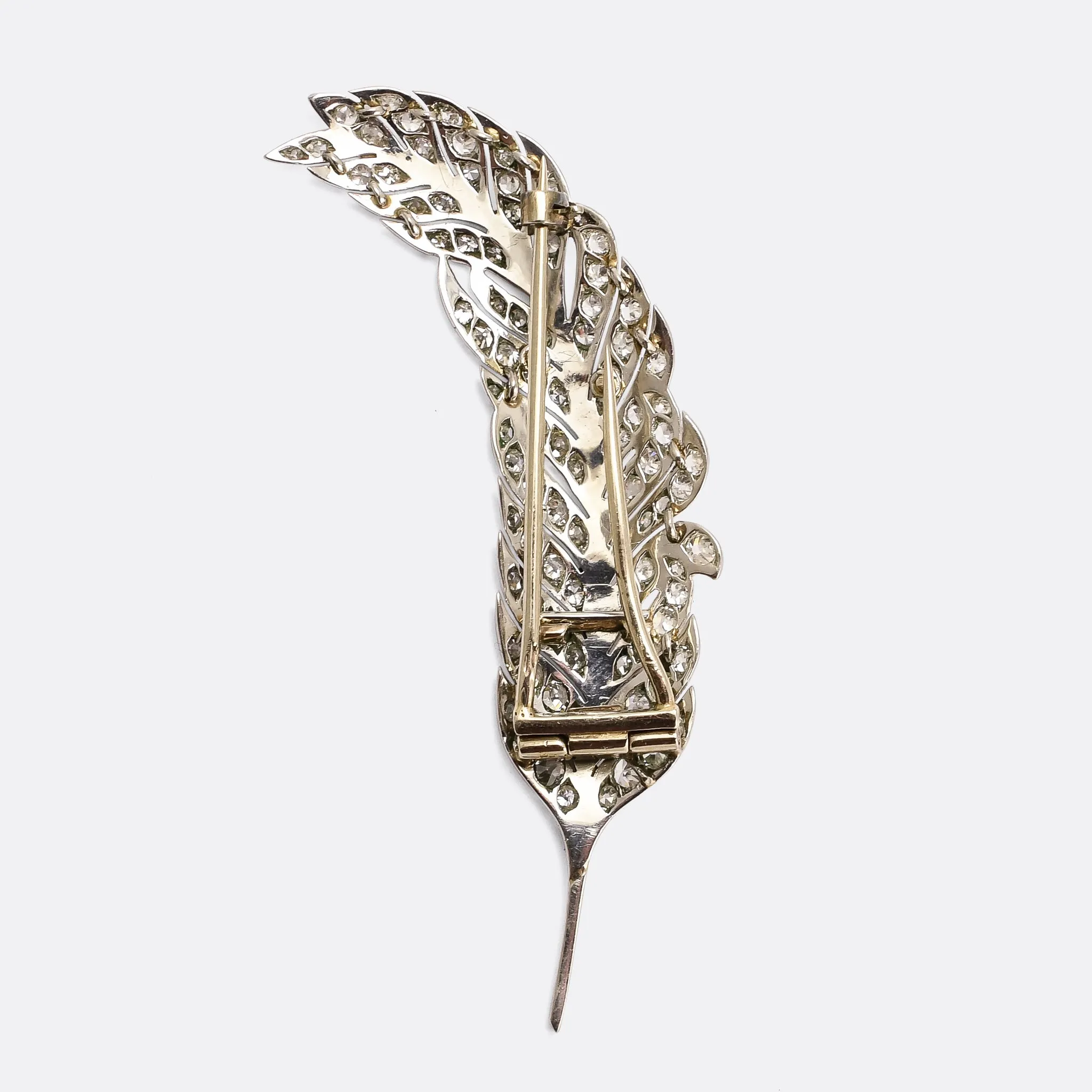 1930s Art Deco Diamond Feather Brooch