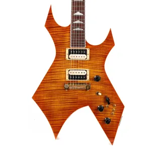 1986 B.C. Rich Warlock Supreme Flame Maple Top Transparent Amber