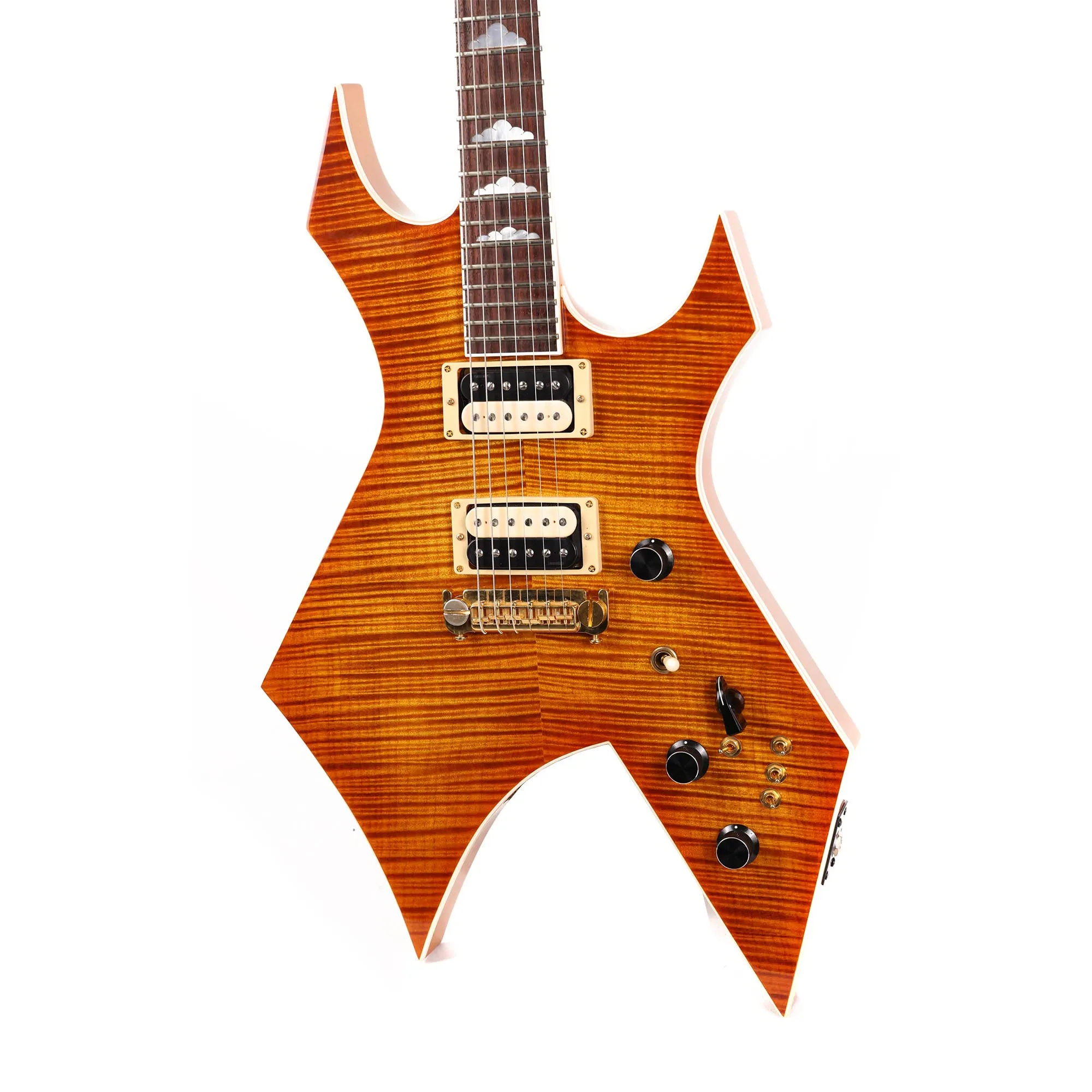 1986 B.C. Rich Warlock Supreme Flame Maple Top Transparent Amber