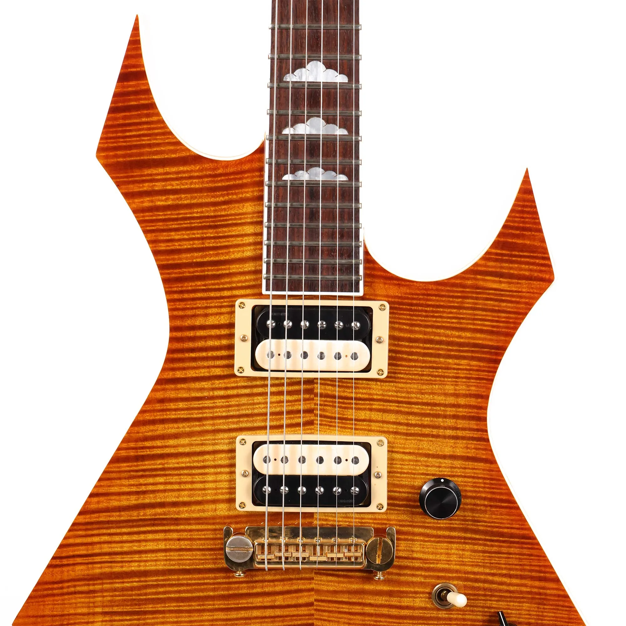 1986 B.C. Rich Warlock Supreme Flame Maple Top Transparent Amber