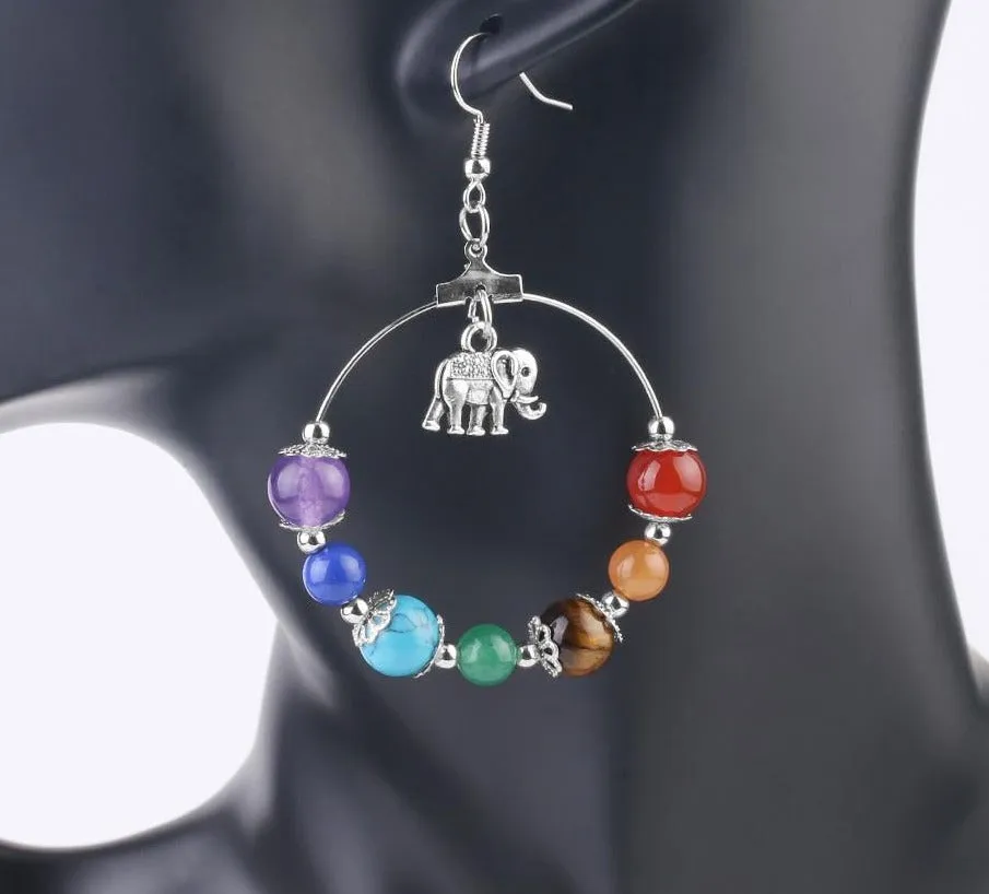 7 Chakra Tree of Life Women Drop Earrings