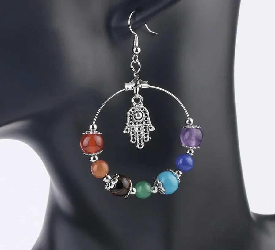 7 Chakra Tree of Life Women Drop Earrings