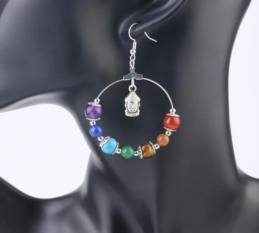 7 Chakra Tree of Life Women Drop Earrings