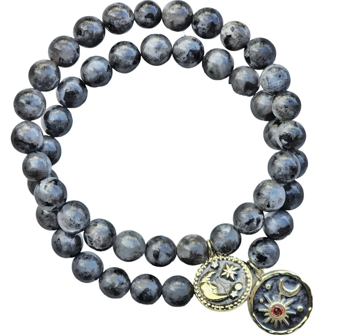 8mm Celestial Larvikite Reiki Healing Beaded Gemstone Bracelets