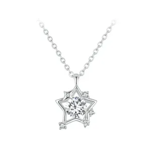 925 Sterling Silver Shiny Star Pendant Necklace Pave Setting CZ for Women Birthday Gift Fashion Fine Jewelry Gift