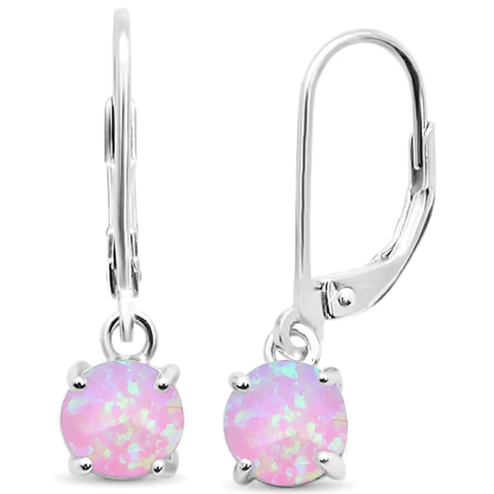 925 Sterling Silver White, Blue, Pink Opal Earrings With Safety Clip Backs for Women, Girls.