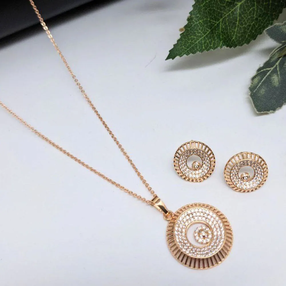 Aamrapali Rose Gold Plated AD Pendant Set