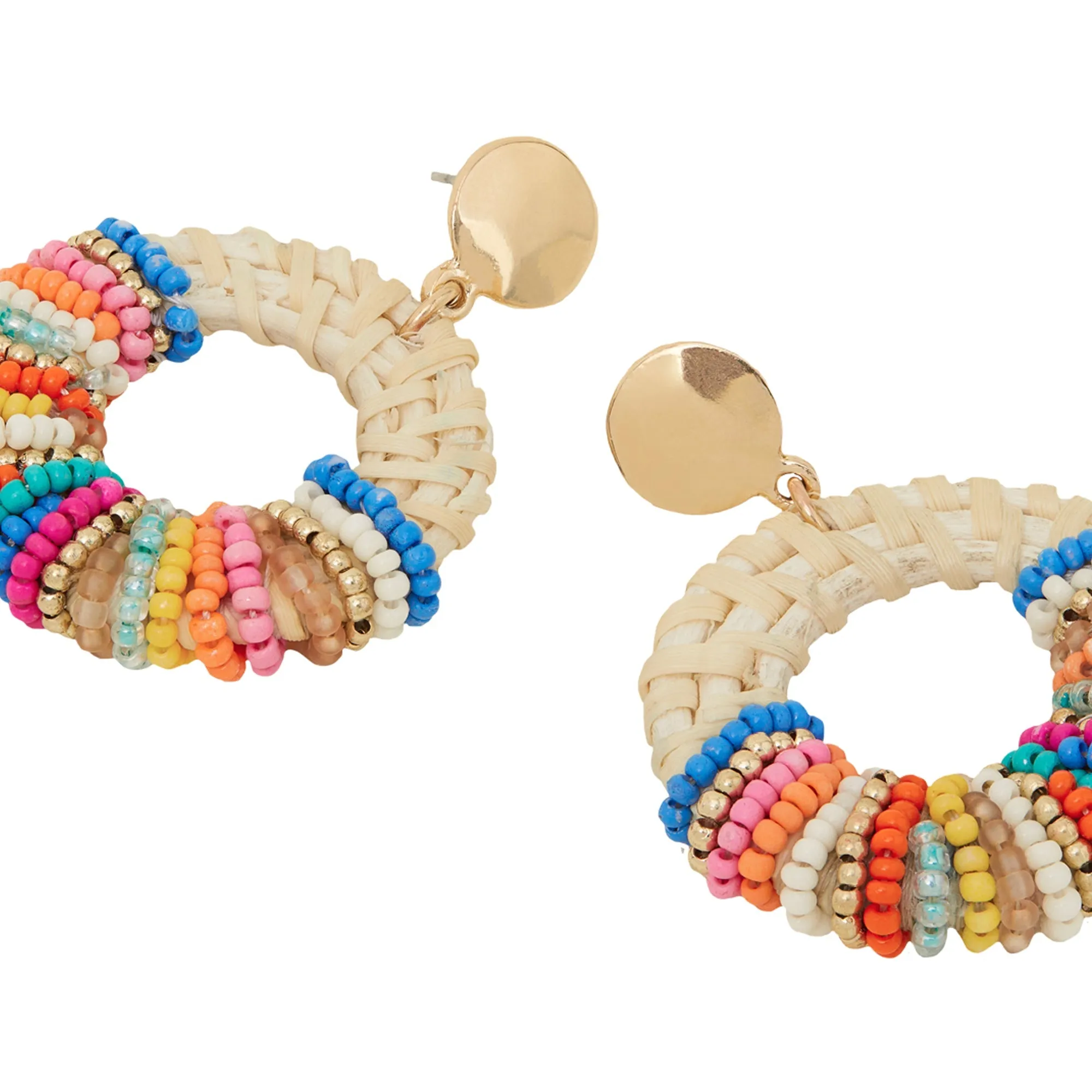 Accessorize London Women's Multi Beaded Raffia Doorknocker Earrings