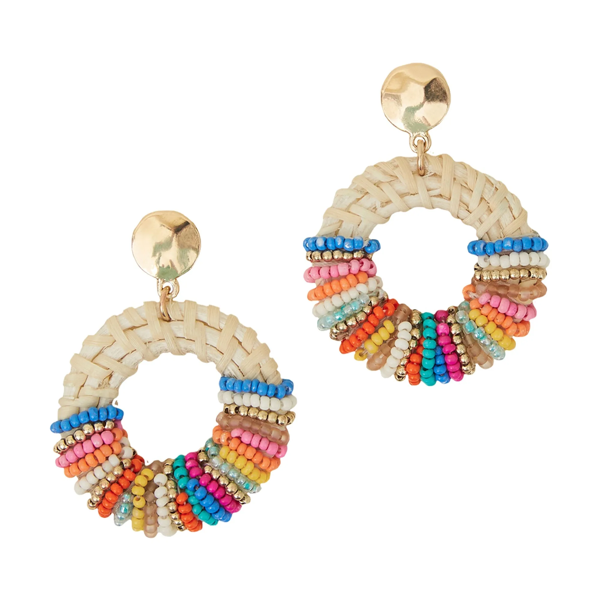 Accessorize London Women's Multi Beaded Raffia Doorknocker Earrings