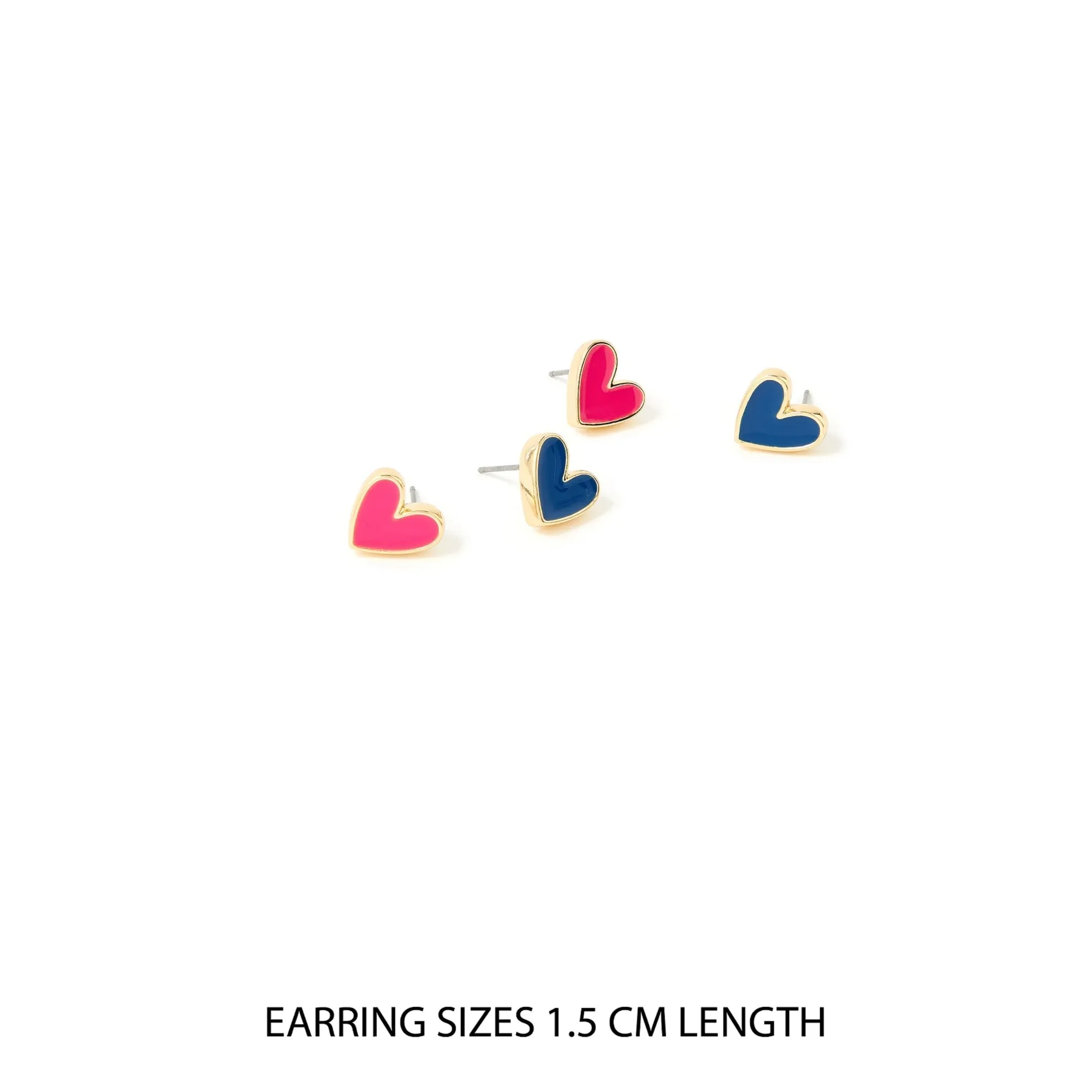 Accessorize London Women's Pink & Blue Feel Good Set of 2 Heart Enamel Studs Earring Pack