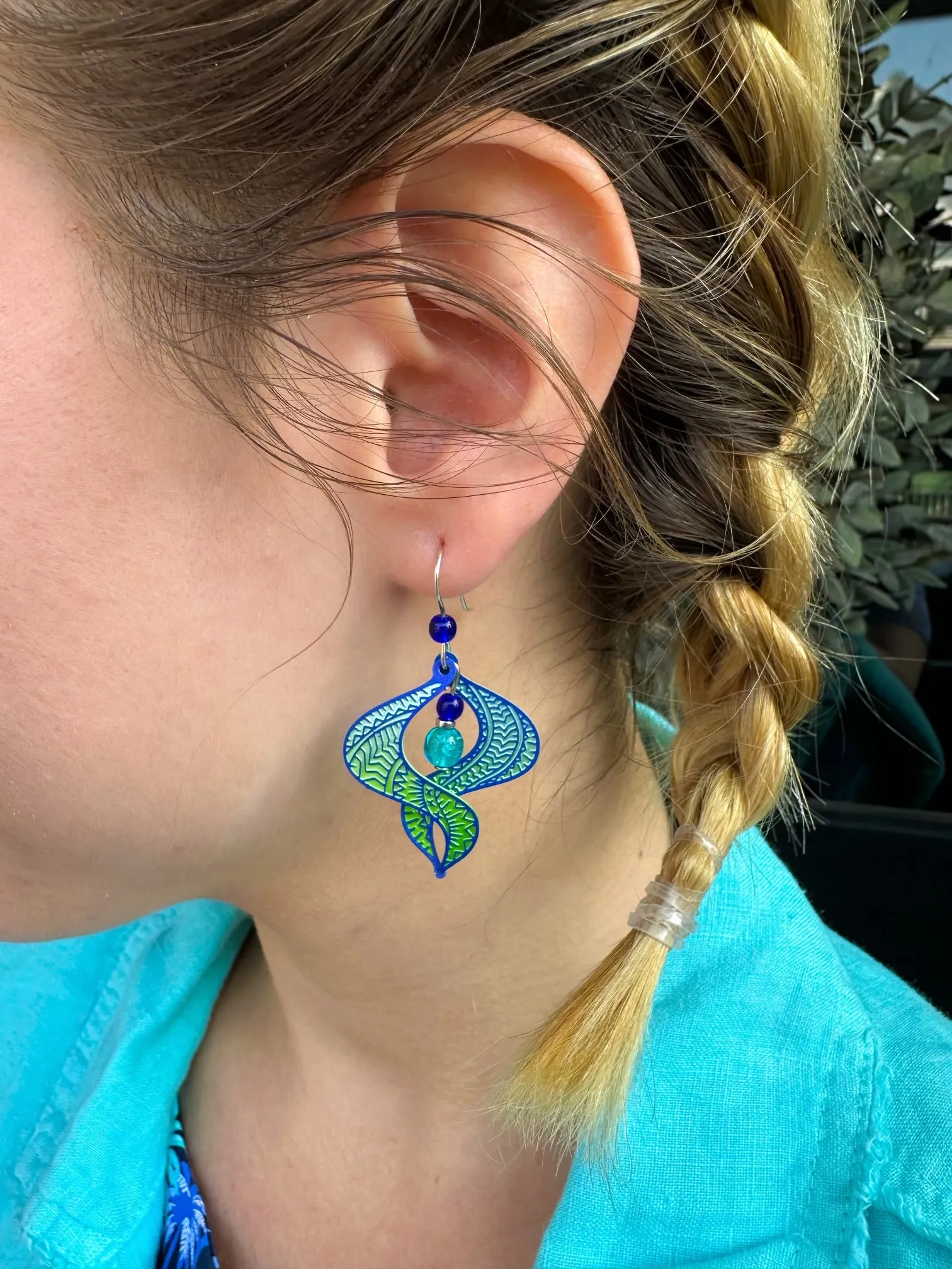 Adajio Blue and Green Spiral Earrings