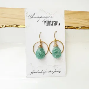 Amazonite Turquoise Earring in Gold